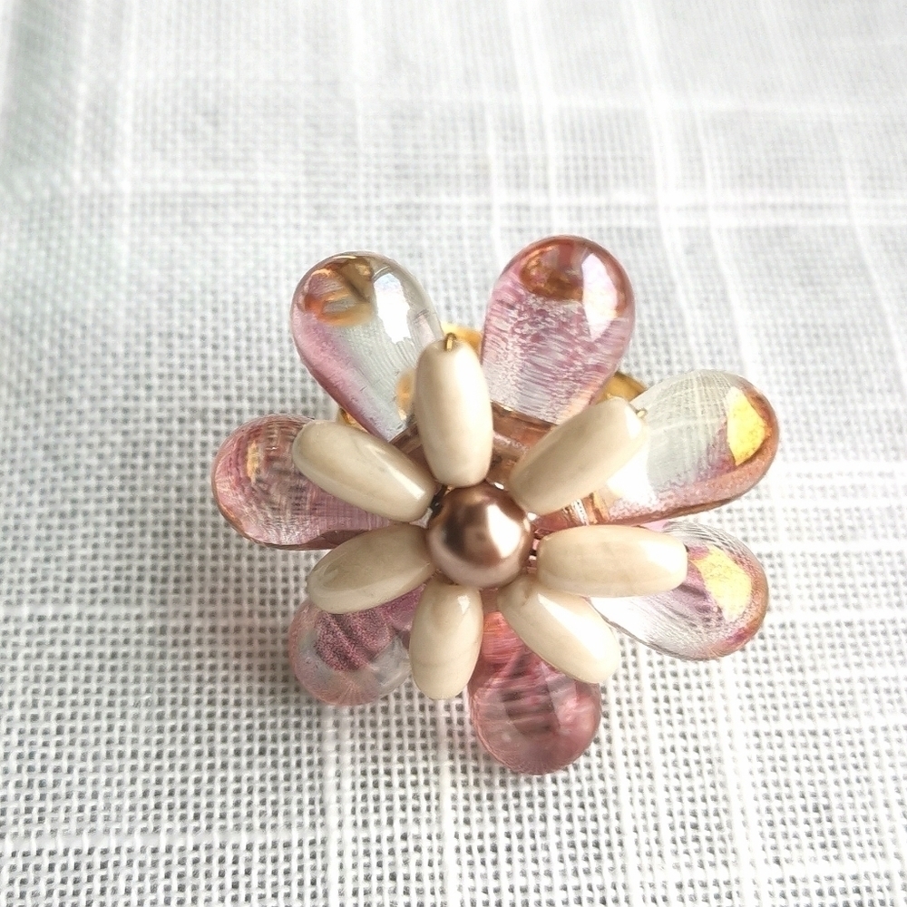NEW Artisan glass bead adjustable ring